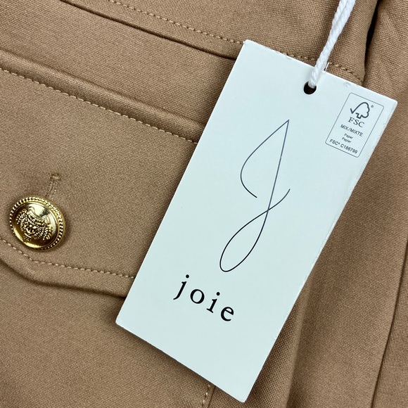 JOIE Blazer Jacket Gold Buttons Stretch Knit Rayon Camel Color NWT - Picture 9 of 14